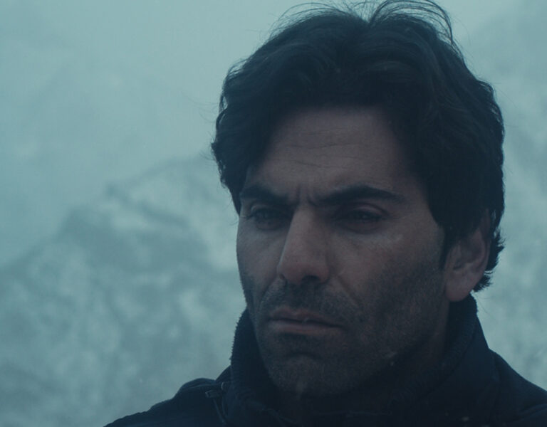 A man in a snowy environment