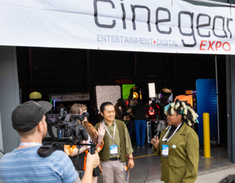 People gathered outside Cine Gear