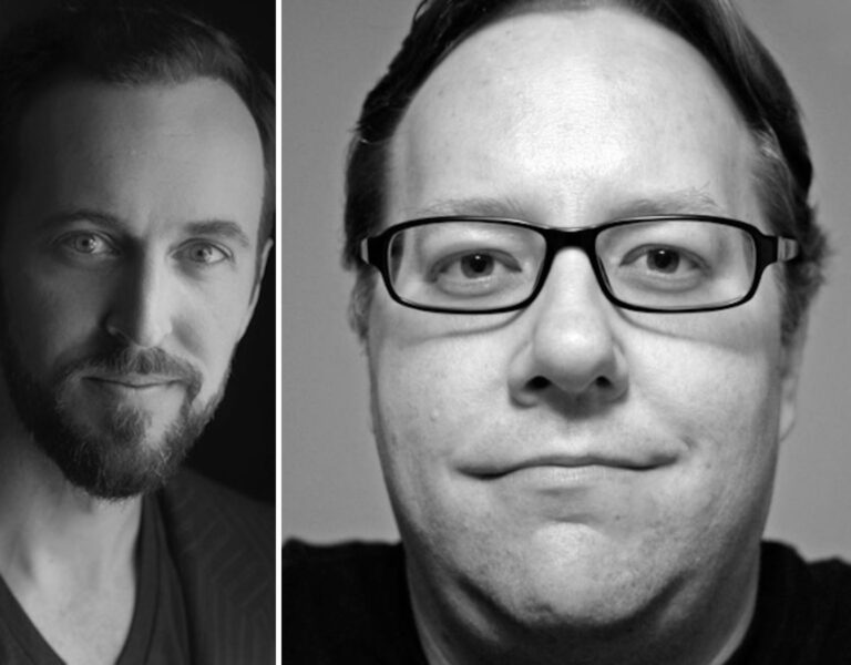 Two men in side by side black and white photos