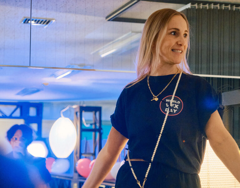 Hayley Miller on stage smiling