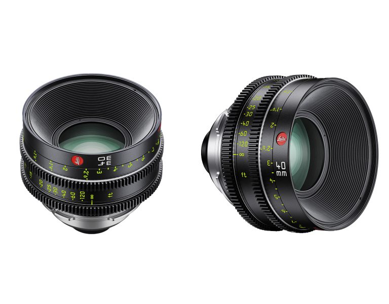 Leitz HUO 40mm T1.5 lenses against a white background