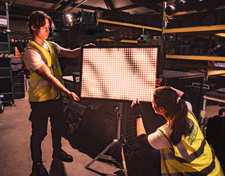 MBS Equipment Co apprentices working on lighting on a film set