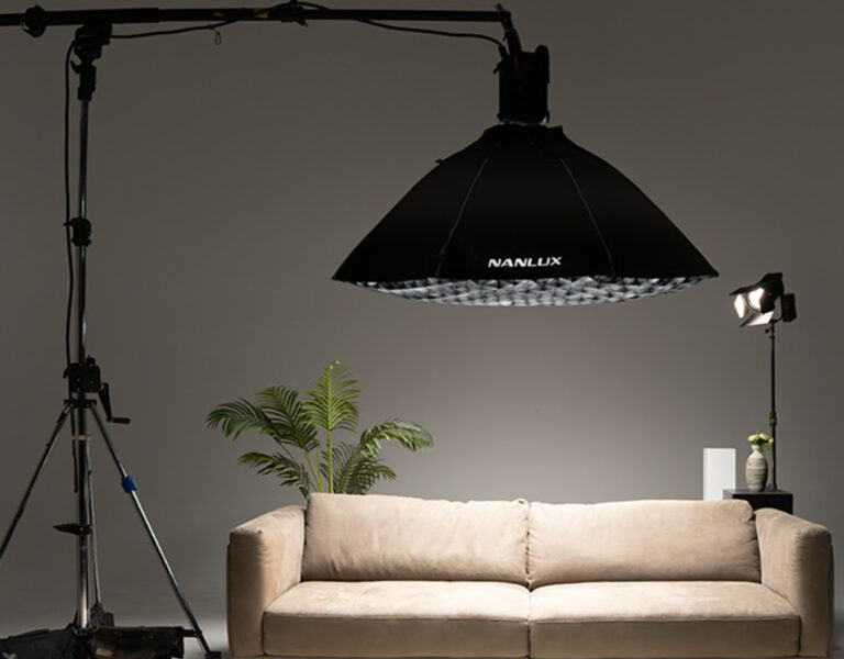 A large light above a sofa
