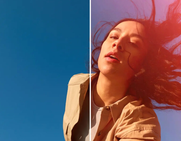 A woman looking into camera