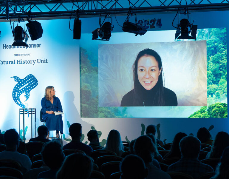 People gathered at a talk